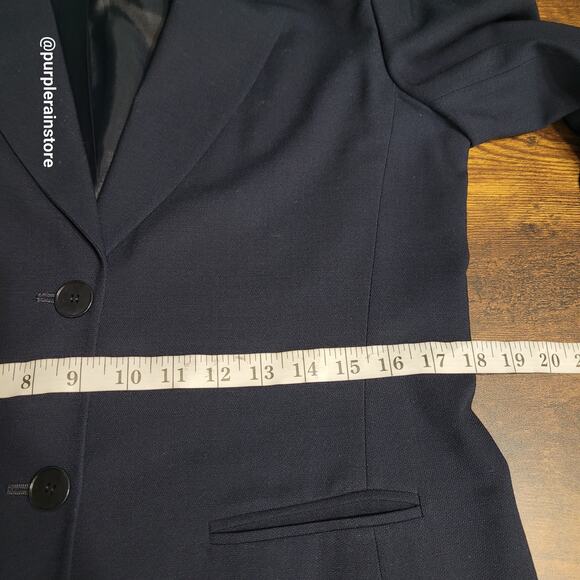 Vtg Talbots Wool Blazer 10 P Woven Navy USA 80's 90's Classic Preppy - Picture 6 of 10